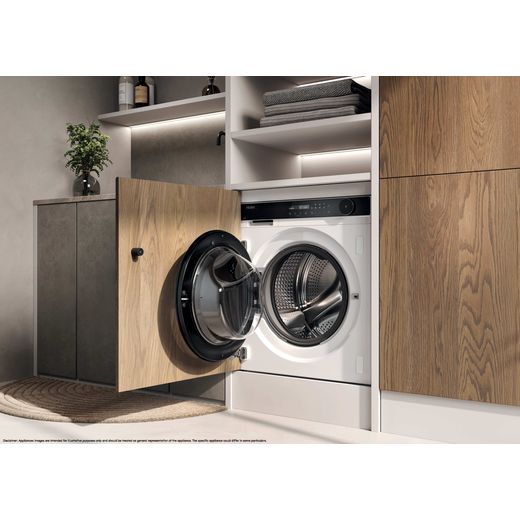 Haier Series 8 HWDB10B14858U1UK Wifi Connected Integrated 10Kg / 6Kg Washer Dryer - angle shot door open