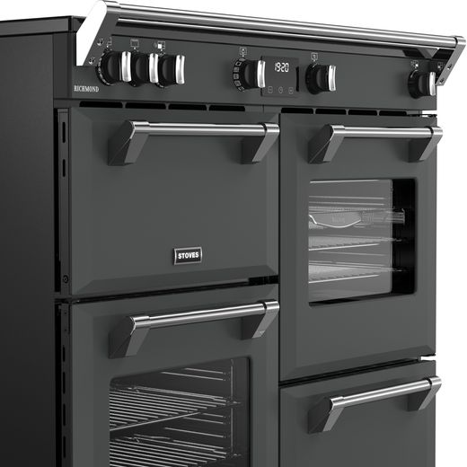 Stoves Richmond 100Ei TCH 100cm Electric Range Cooker with Induction Hob - Anthracite - Close up right perpsective shot 