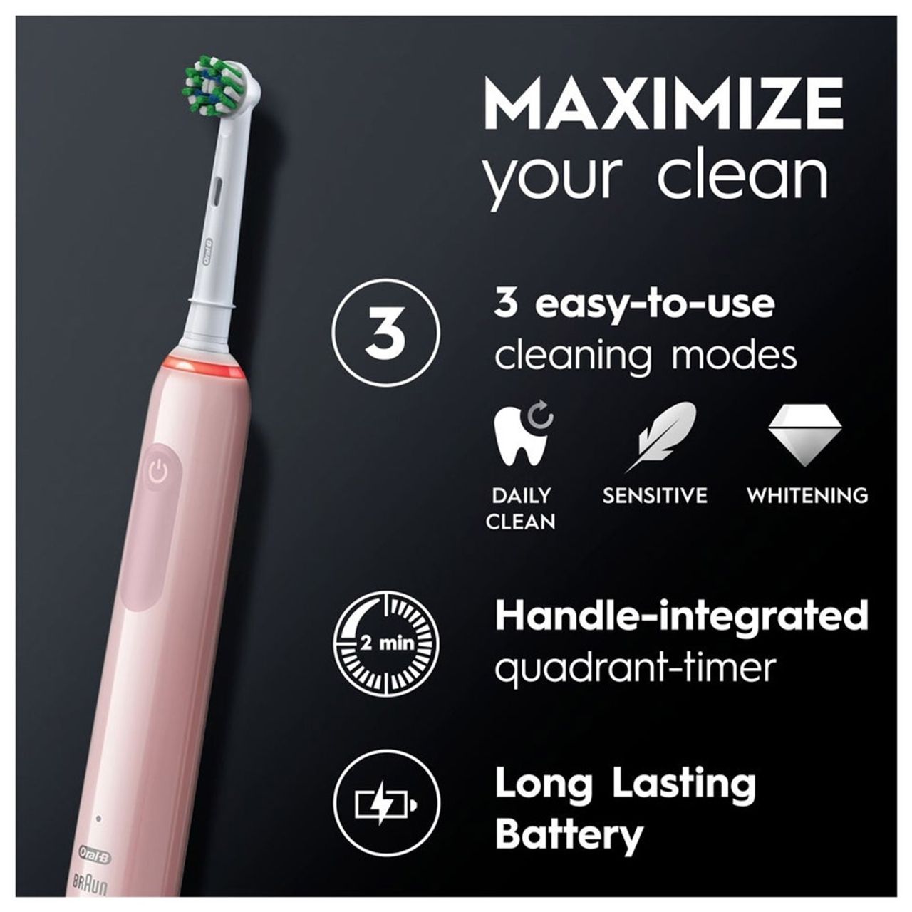 BRAUN OralB ピンク Oral-B Pro Series 1 Pink Electric Toothbrush, Designed by Braun