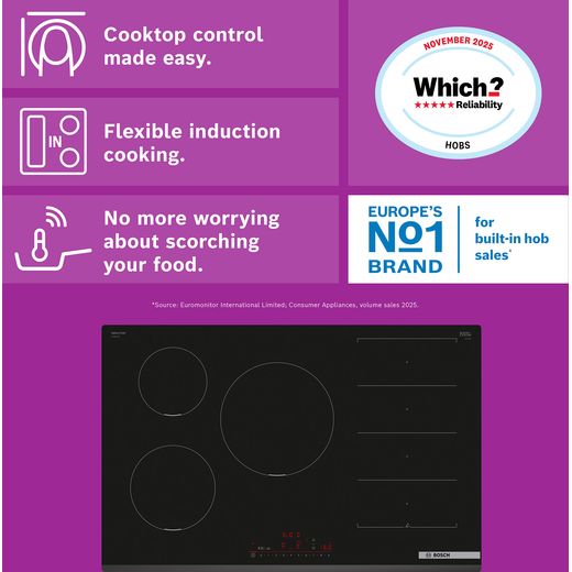 Bosch Series 6 PXV831HC1E 80cm Induction Hob - Black - Annotation - feature