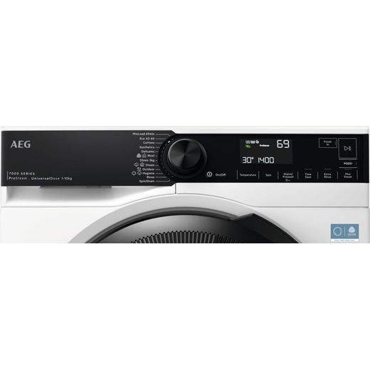 AEG 7000 Series LFSR74144UD 10kg Washing Machine with 1351 rpm - White - control panel shot