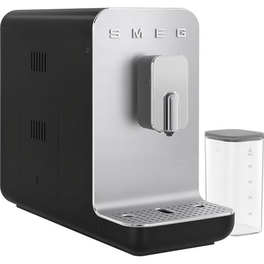 Smeg BCC13BLMUK Bean to Cup Coffee Machine - Matte Black - Right perspective shot
