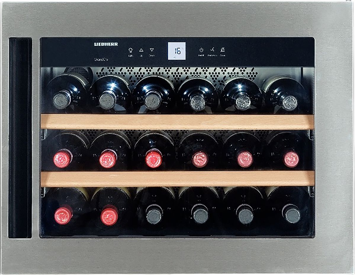 Liebherr WKEES 553 Built In Wine Cooler - 18 Bottle Capacity - Silver - Wood Shelves
