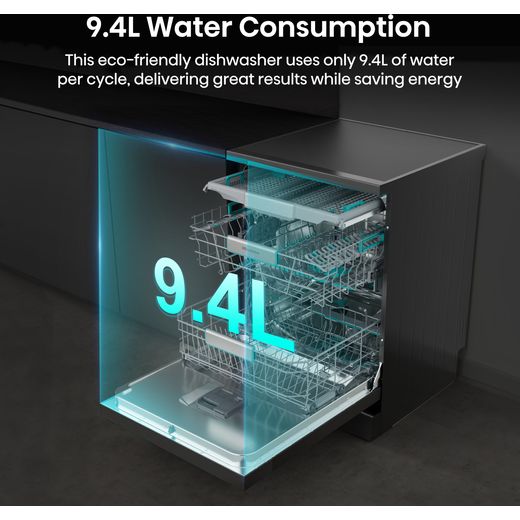 Hisense Standard Dishwasher - Black Inox - Annotation - Water consumption shot 
