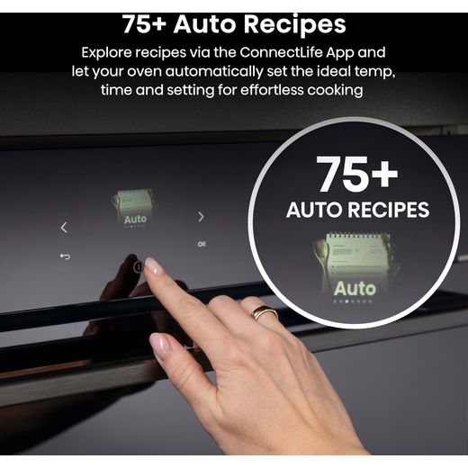 Hisense Hi8 BlackLine BIM4AH8UKWF Wifi Connected Built In Compact Electric Single Oven with Microwave Function - Jet Black - Annotation - Auto recipes shot