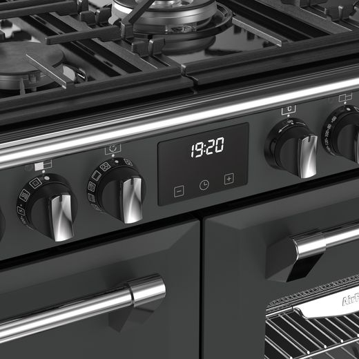 Stoves Richmond 100cm Dual Fuel Range Cooker - Anthracite - Close up of control panel shot 