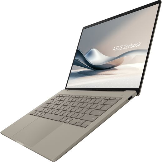 ASUS Zenbook A14 OLED 14" Laptop - Qualcomm Snapdragon®, 1TB SSD, 16 GB RAM - Beige - Left perpsective shot 