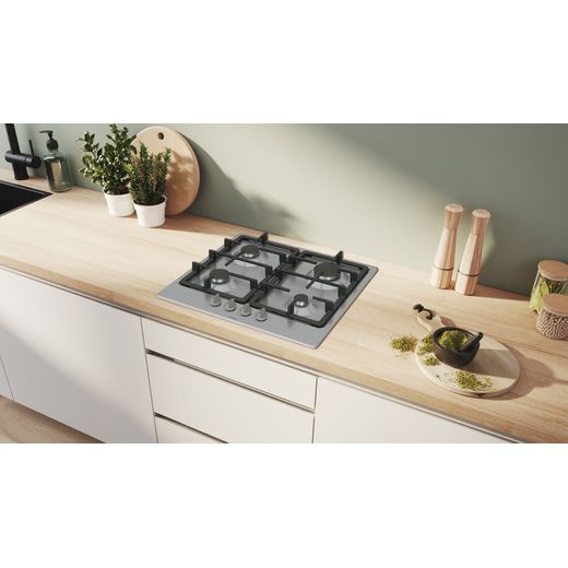 NEFF PGP6B5K90 Gas Hob Stainless Steel - Hob in kitchen shot