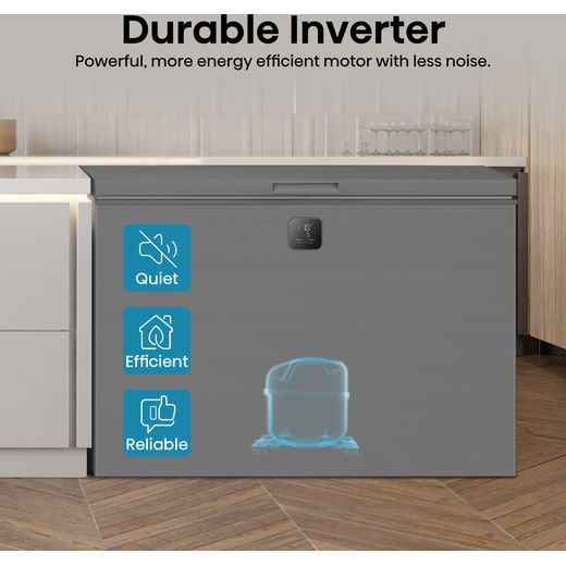 Hisense FT280WN3SGD Total No Frost Chest Freezer - Silver - Annotation - durable inverter shot