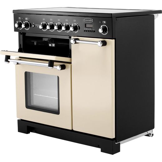 Rangemaster Kitchener 90cm Electric Range Cooker with Ceramic Hob - Cream / Chrome