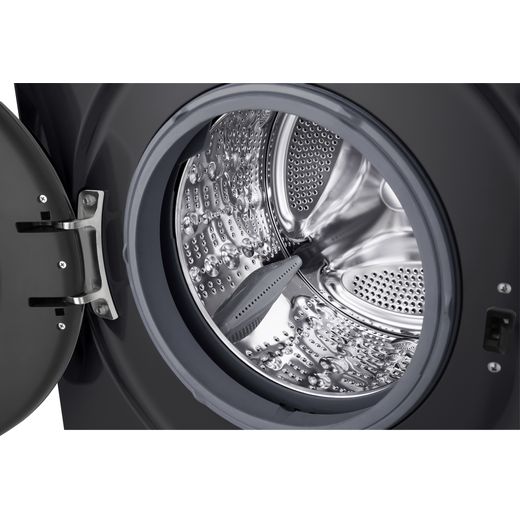 LG X10 Series ThinQ™ W4X1095NNK Wifi Connected 9Kg / 5Kg Washer Dryer with 1400 rpm - Black - Close up drum shot