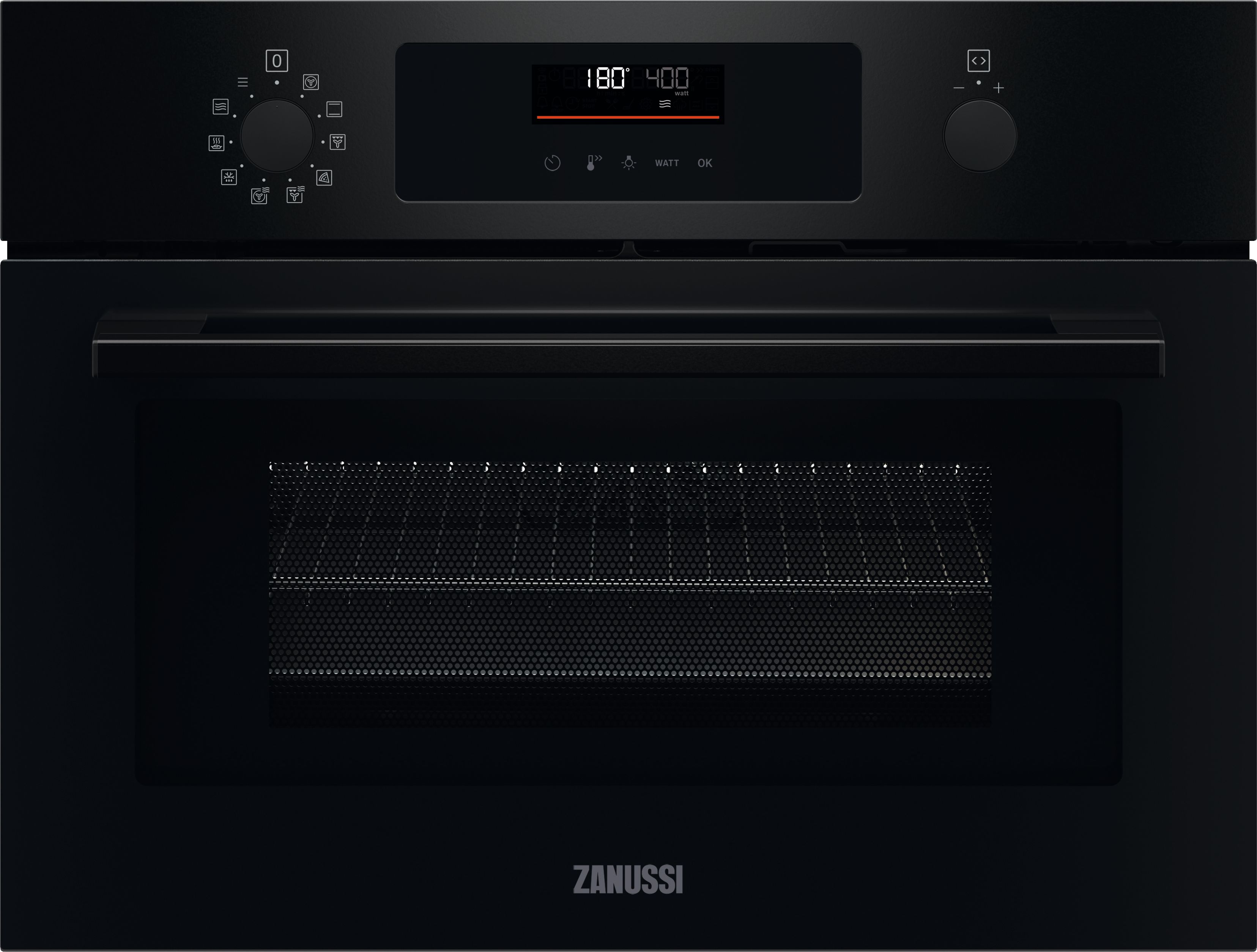Zanussi ZVENM6KN Built In Compact Electric Single Oven with Microwave Function - Black, Black