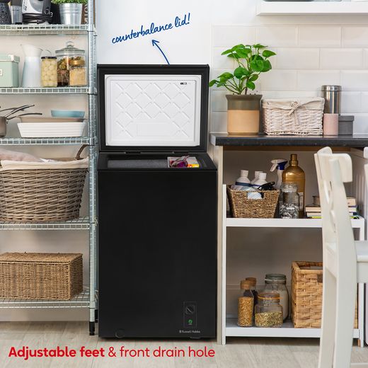 Russell Hobbs Chest Freezer - Black - Annotation - Counter balance lid shot