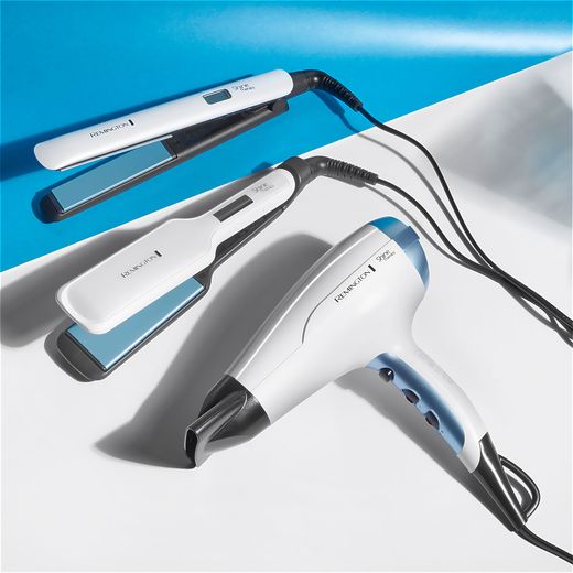 Remington Shine Therapy Wide Plate S8550 Hair Straighteners - White - Collection shot