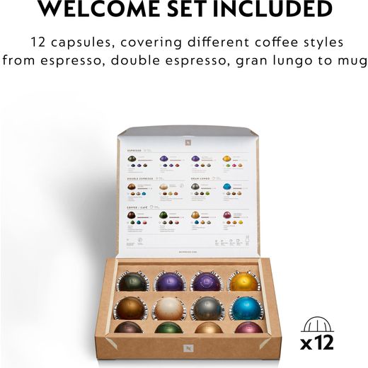 Nespresso by Krups Vertuo Pop XN920140 Pod Coffee Machine - White - Annotation - Welcome set included