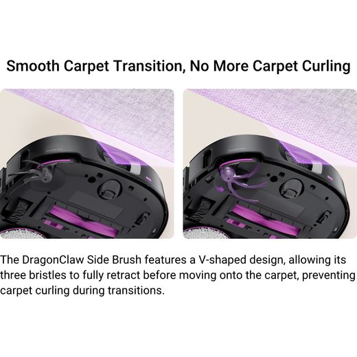 Eureka J15 Max Robotic Vacuum Cleaner - Black - Annotation - Dragon claw side brush shot