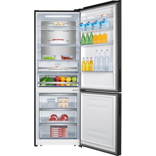 Hisense 60/40 Frost Free Fridge Freezer - Black / Stainless Steel - Front shot with door open