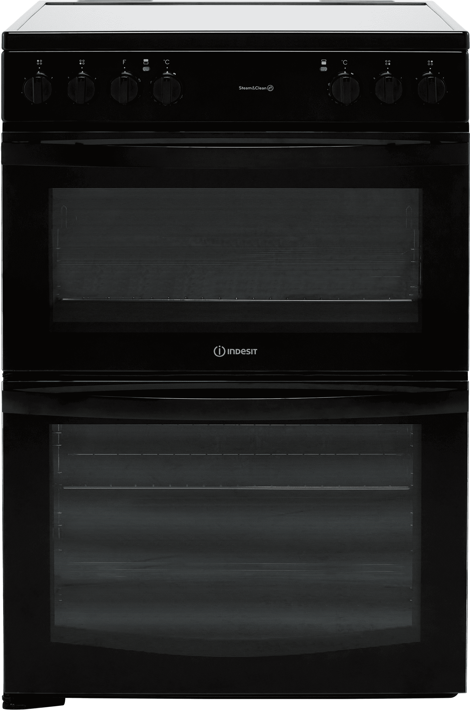 Indesit ID67V9KMB/UK 60cm Electric Cooker with Ceramic Hob - Black - A/A Rated, Black