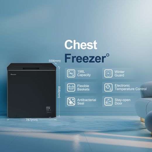 Fridgemaster MCF200EB Chest Freezer - Black - Dimensions