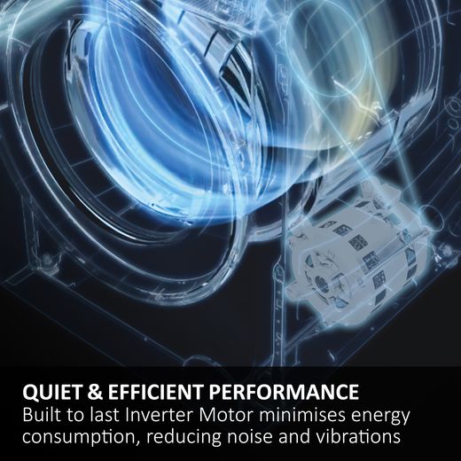 Haier X Series 5 HD80-D357GU1-UK Wifi Connected 8Kg Heat Pump Tumble Dryer - Graphite - Annotation - Inverter motor shot
