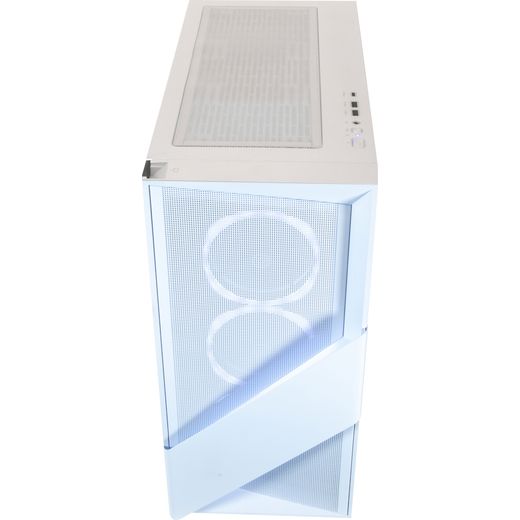 CyberPowerPC AO22227 Gaming PC - NVIDIA® GeForce RTX™ 5080, Intel® Core™ i7, 1TB SSD - White - high perspective shot