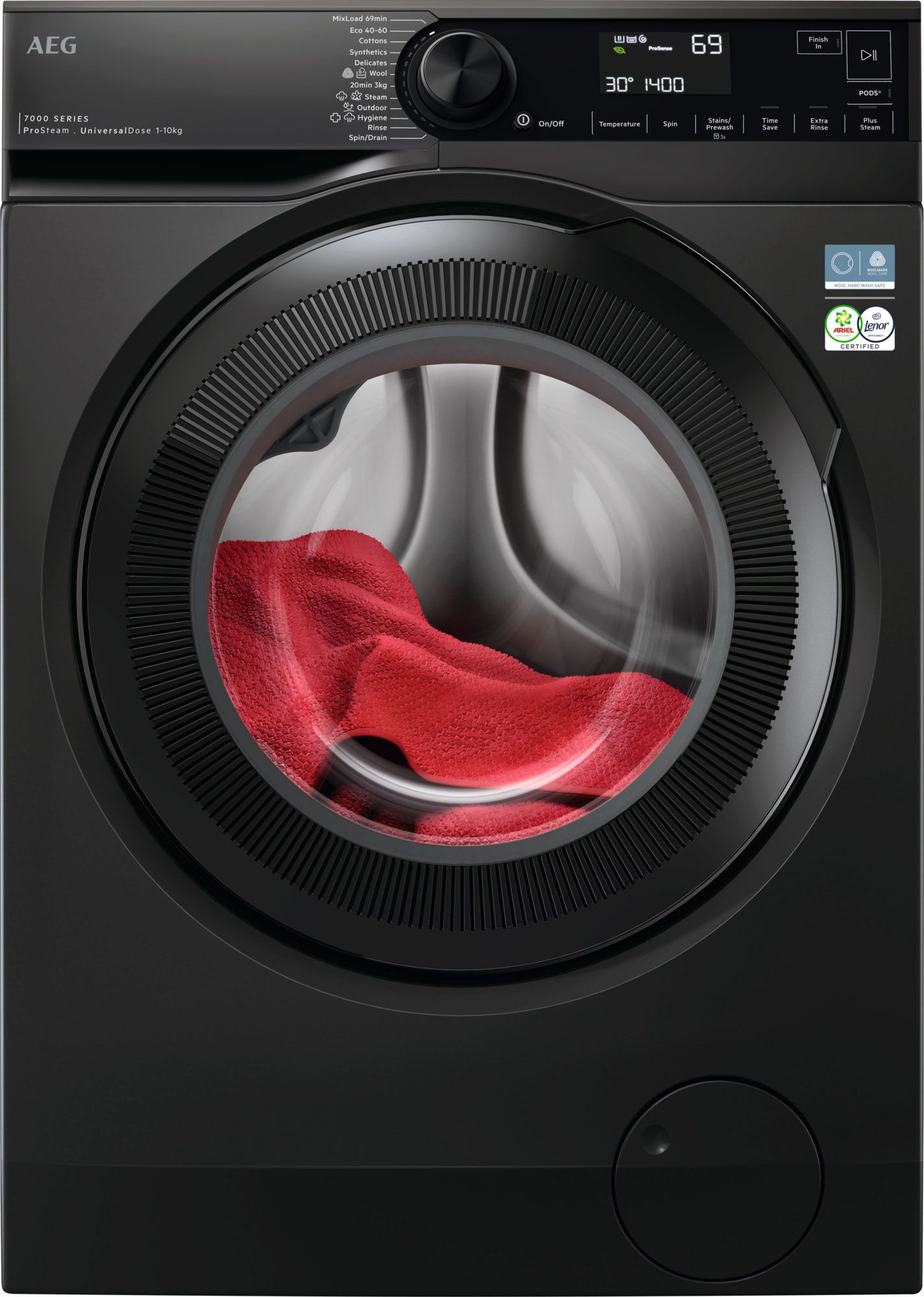 Image of AEG 7000 ProSteam® LFSR7414U6UD 10kg Washing Machine with 1400 rpm - Dark Silver, Silver