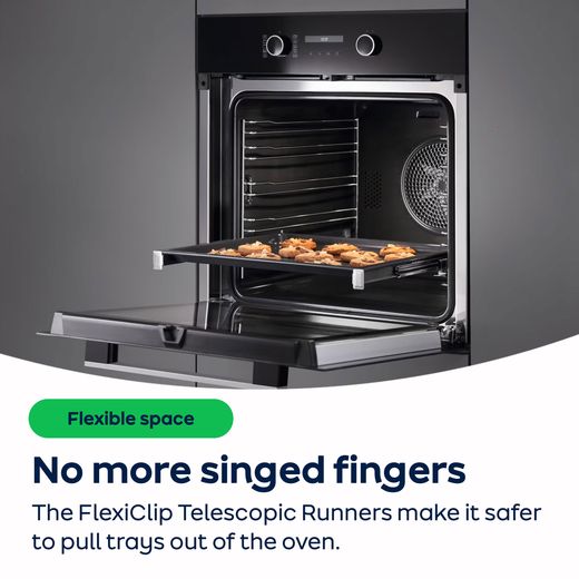 Miele H 2861 B Wifi Connected Built In Electric Single Oven - Black - AO Annotation - FlexiClip-Telescopic-Runners