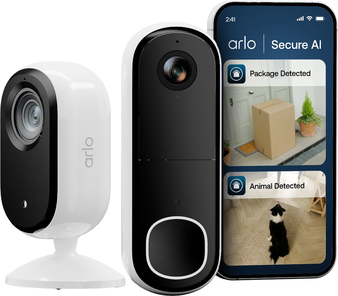 Arlo Essential E3 INDOOR 2K + DOORBELL HD IP Smart Home Security Camera White White