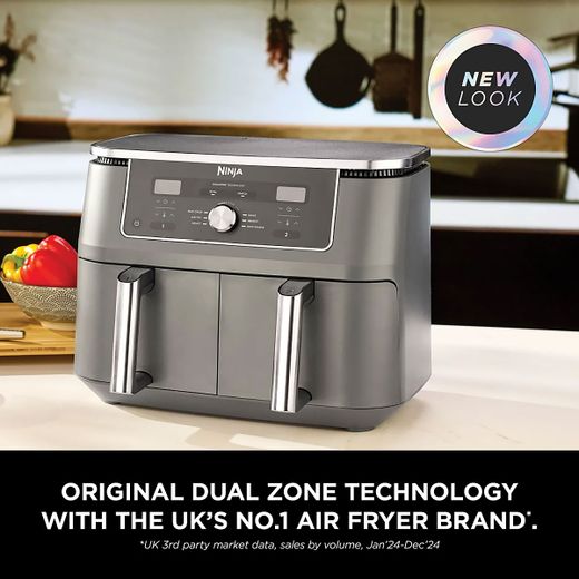 Ninja MAX 6-in-1 Dual Zone DZ400UK Air Fryer - Grey - Annotation - Dual Zone Technology