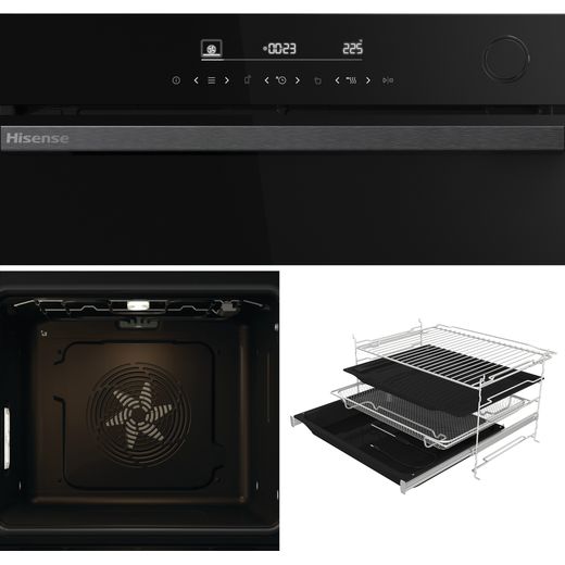 Hisense Hi6 BlackLine BSA66346PDBGUK Wifi Connected Built In Electric Single Oven with Pyrolytic Cleaning - Jet Black - Close up details shot