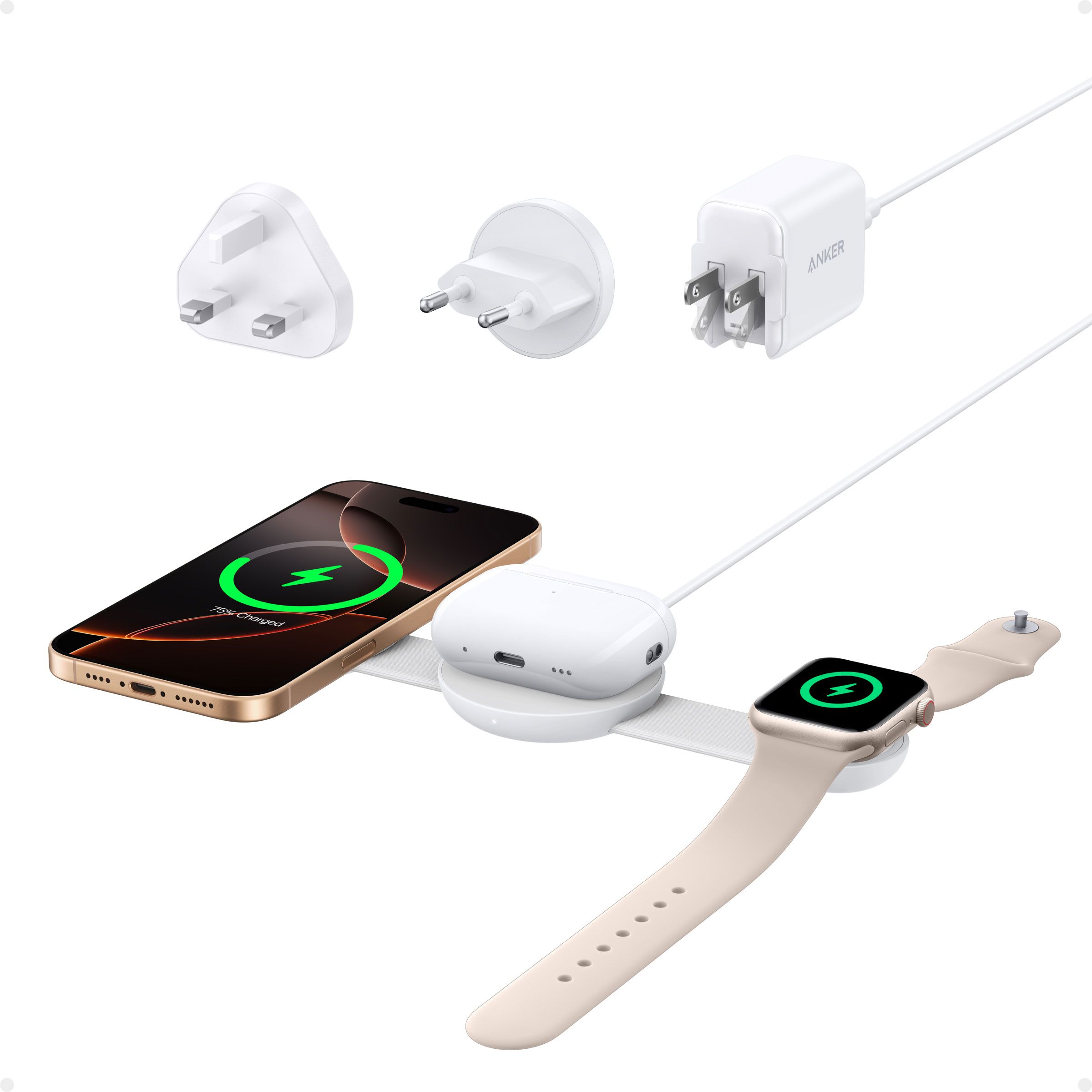Anker MagGo Wireless Charging Station - 15W Fast Charging - White