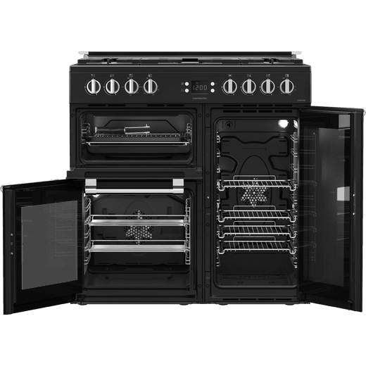 Leisure Chefmaster 90cm Dual Fuel Range Cooker - Black - Doors open