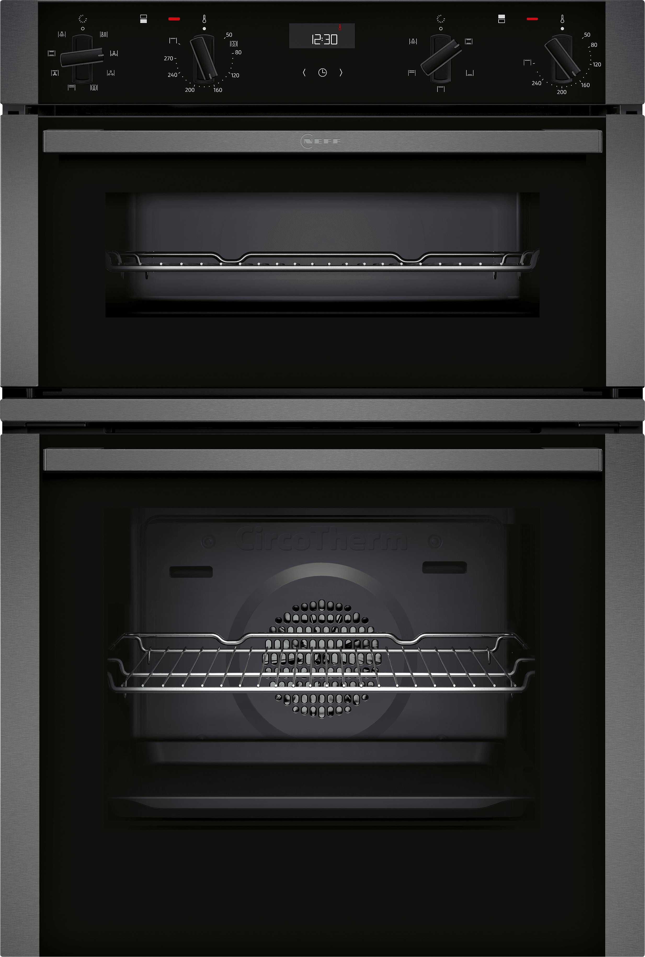 Image of NEFF N50 U1ACE2AG3B Built In Electric Double Oven - Graphite - A/B Rated, Silver