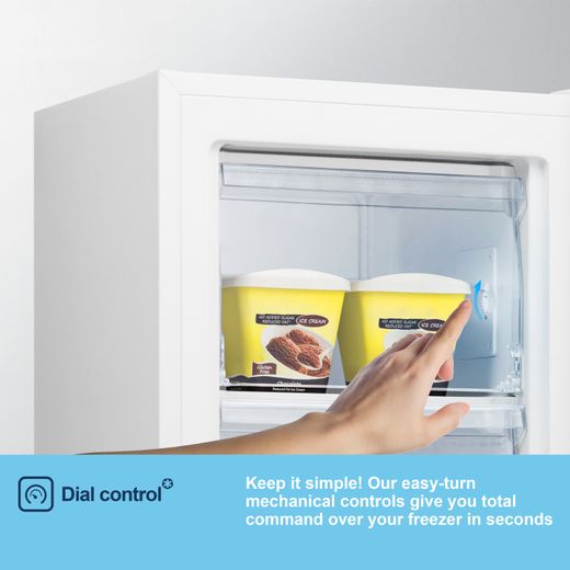 Fridgemaster Under Counter Freezer - White - Annotation - Dial control