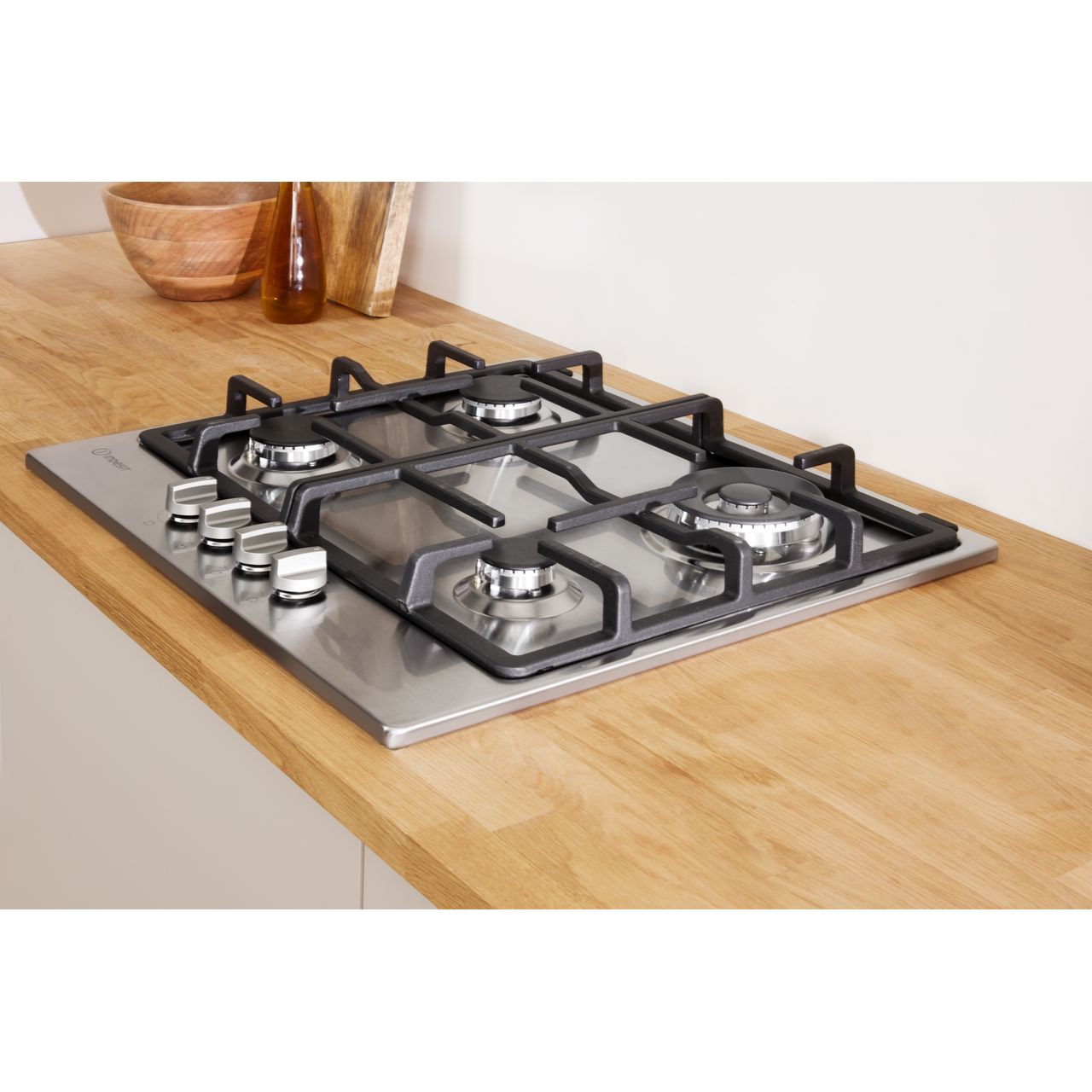 THP641W/IX/I_SS, Indesit gas hob, Wok burner