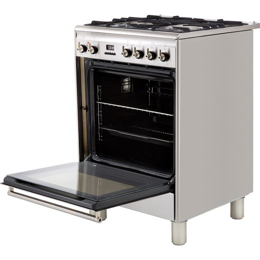Smeg Concert 60cm Dual Fuel Cooker - Stainless Steel - Top door open