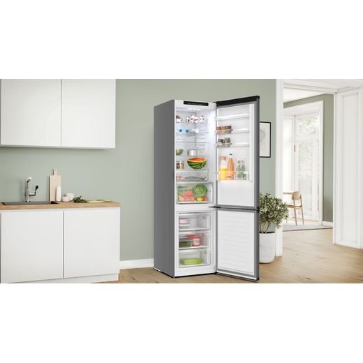 Bosch Series 4 60/40 Frost Free Fridge Freezer - Cast Iron - Fridge freezer in kitchen shot