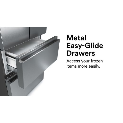 Hisense PureFlat American Fridge Freezer - Black / Stainless Steel - Annotation - Metal easy glide shot