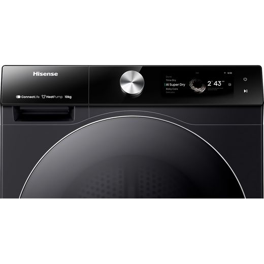 Hisense DH7S107BB Wifi Connected Heat Pump Tumble Dryer - Black - Control panel shot