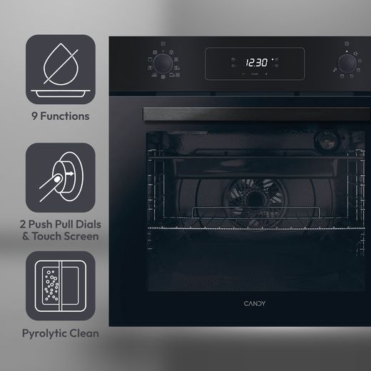 Candy Idea Built In Electric Single Oven - Black - Annotation - Feature shot