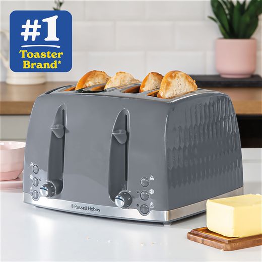 Russell Hobbs Honeycomb 26073 4 Slice Toaster - Grey - Annotation - Number 1 shot
