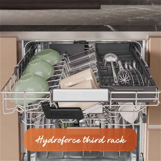Hotpoint Fully Integrated Standard Dishwasher - Black - Annotation - Hydroforce third rack shot