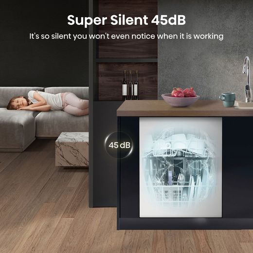 Hisense Integrated Standard Dishwasher - Black - Annotation - Super silent shot