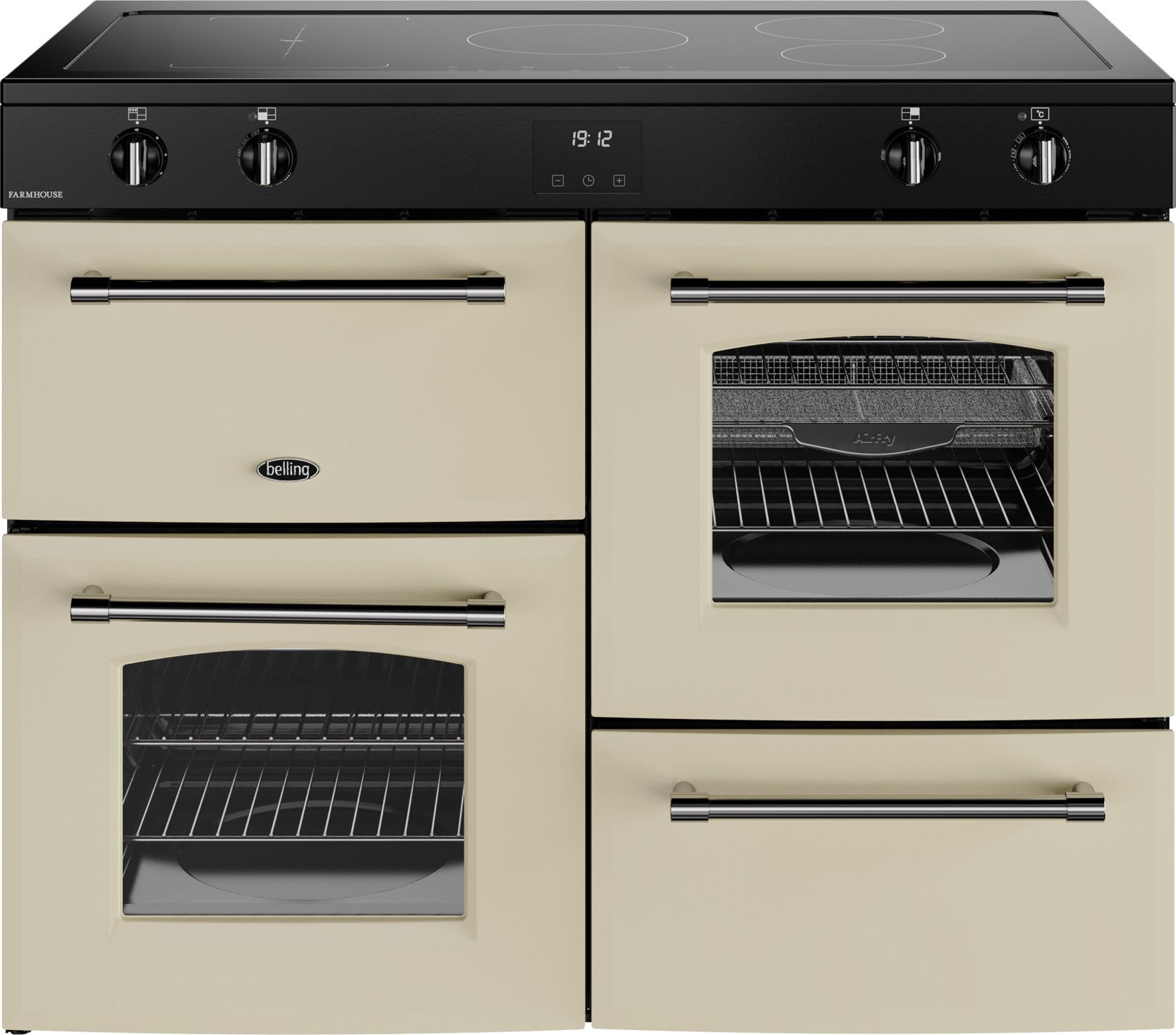 Image of Belling Farmhouse 110Ei 110cm wide Electric Range Cooker with Induction Hob - Cream - A/A Rated, Cream
