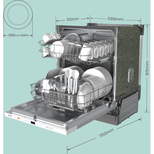 Comfee Fully Integrated Standard Dishwasher - White with Fixed Door Hinge Kit - dimensions