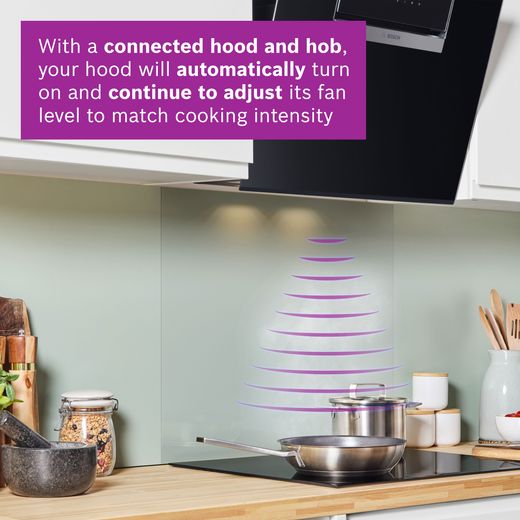 Bosch Serie 6 PIV831HB1E 80cm Induction Hob - Black - annotation - hood shot