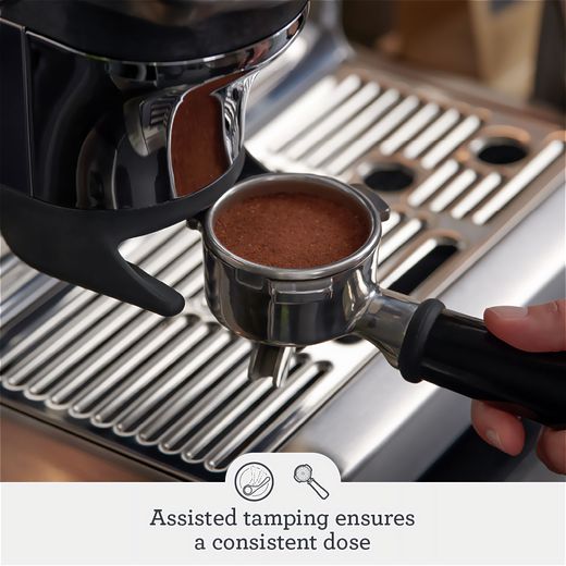 Sage The Barista Express Impress Espresso Coffee Machine - Stainless Steel - Annotation - Assisted tamping shot