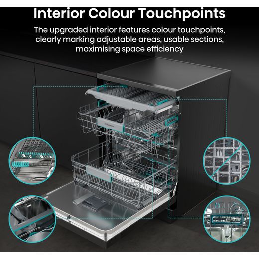 Hisense Standard Dishwasher - Stainless Steel - Annotation - Interior colour touchpoint shot