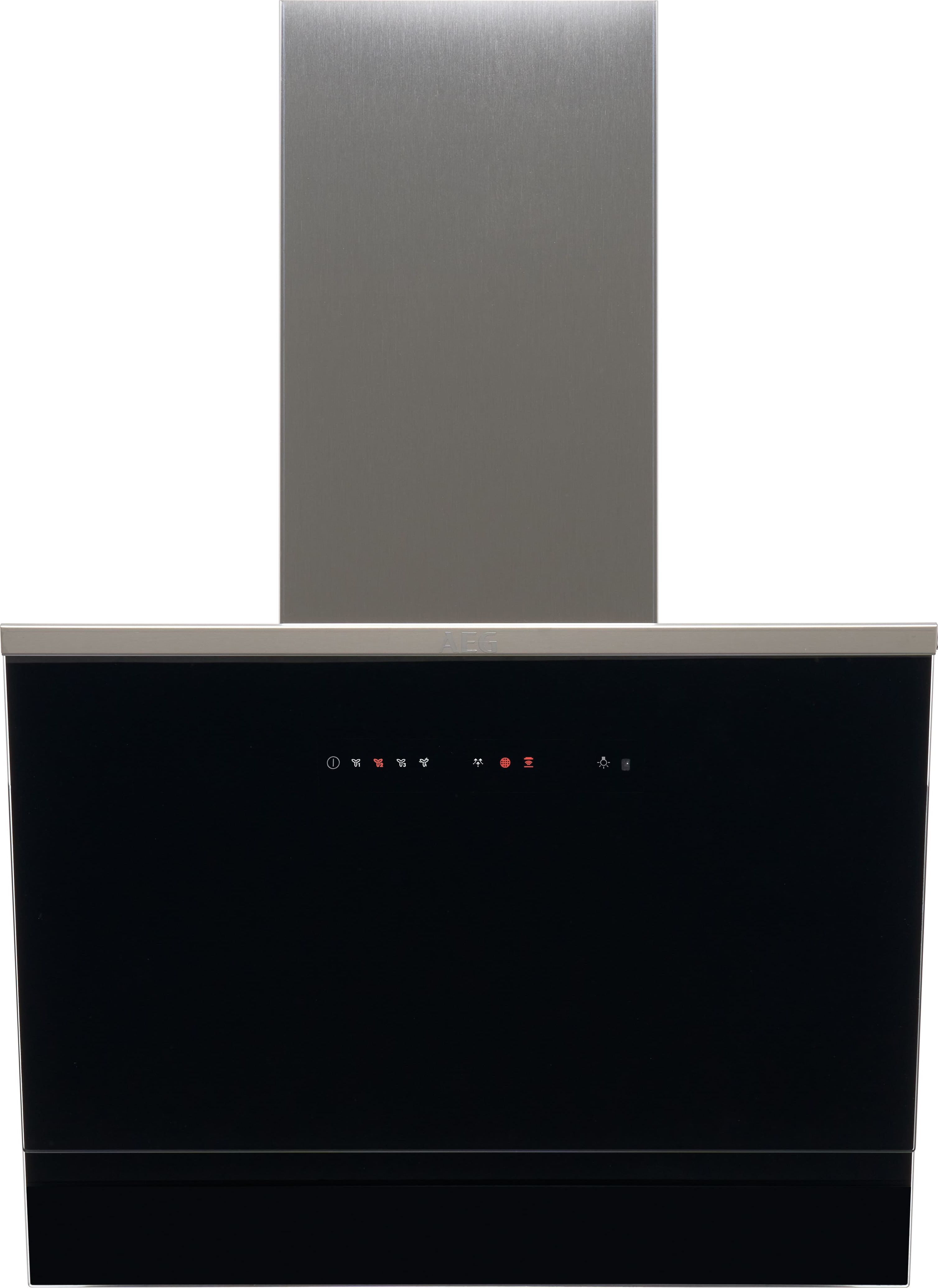 Image of AEG DVE5671HG 60cm Chimney Cooker Hood - Black / Stainless Steel, Black