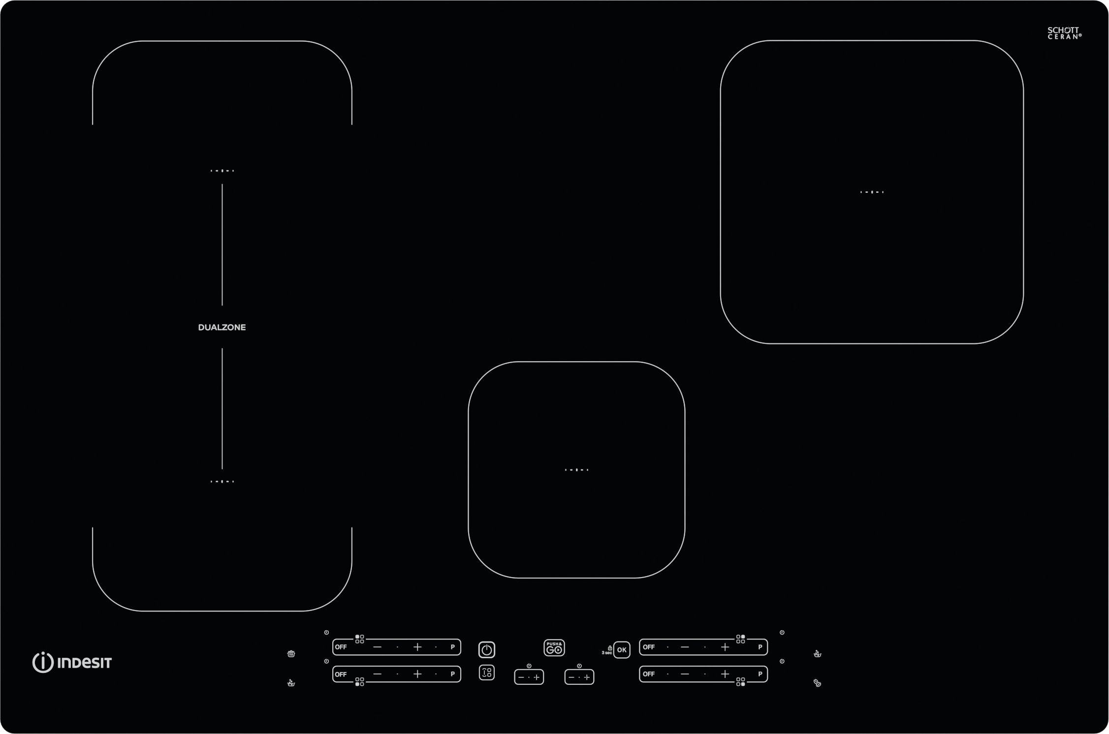 Image of Indesit IB21B77NE 77cm Induction Hob - Black, Black